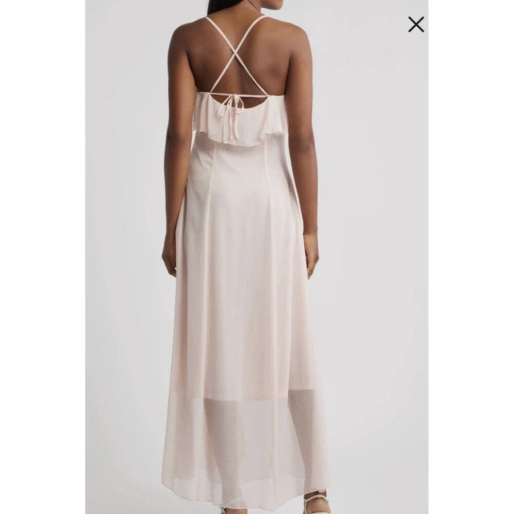 Vero Moda Women Camille Ruffle Detail Slipdress Size Medium New With Flaw Blue - Picture 3 of 8